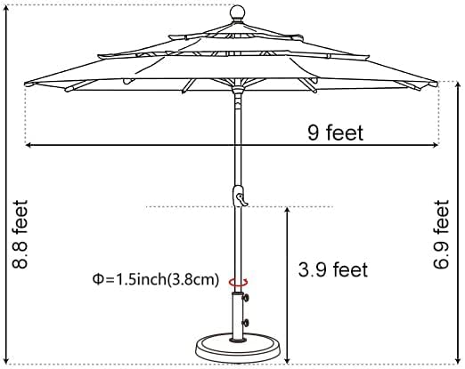 EliteShade USA 10-Year-Non-Fading 9ft 3-Tier Market Patio Umbrella, Commercial Table Umbrella with 80 Solar LED Lights, Crank Open, Windproof & UPF 50+ UV Protection for Garden, Deck, Pool, Backyard, Heather Beige - Image 6