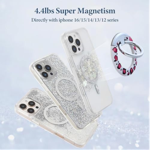 Magnetic Phone Ring for MagSafe Grip, Super Magnet Twinkle Design Ring Holder Stand, MagSafe Accessory for iPhone 17/16/15/14/13 Pro Max Plus，Pink Spots - Image 5