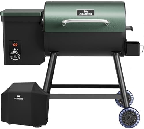 DAMNISS Electric Wood Pellet Grill 8 In 1 BBQ Grills for Outdoor Grill with Auto Feed & PID Temperature Control (180-450°F)456 Sq.In Cook Area Smoker Gills for Backyard New House Gifts by DAMNISS