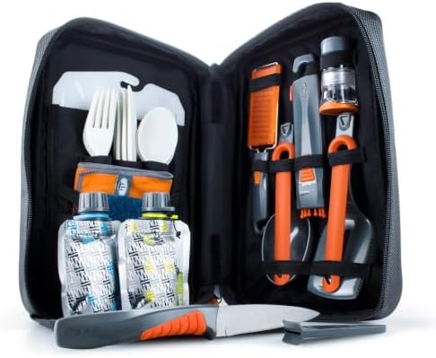 GSI Outdoors Destination Kitchen Set 24‑Piece, Full Camp Kitchen Kit, Cutlery for Persons, Pivot Tools, Spice Shakers & Carry Travel Case by GSIOutdoors