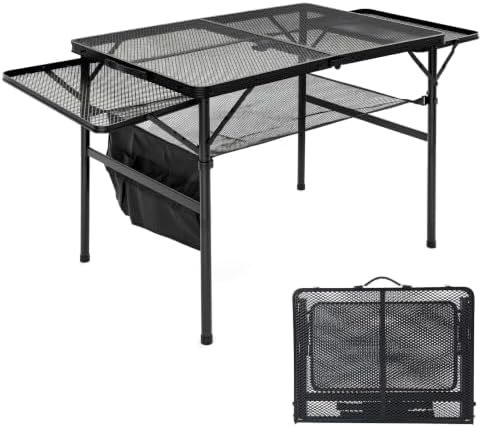 JOUYEK Folding Grill Table,3x2 FT Portable Camping Table with 2 Wing Panels by JOUYEK