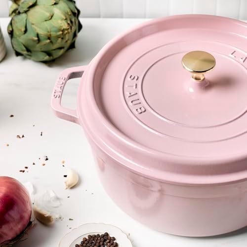 Staub Cast Iron Round Dutch Oven, Made in France, 5.5-qt, Peony Pink - Image 3
