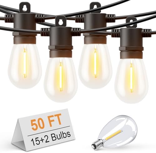 Svater Outdoor String Lights LED 50 FT, LED Patio Light Waterproof IP65 by Svater