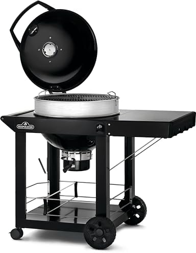 Napoleon PRO22 Charcoal Kettle Grill with Folding Cart, Black, Porcelain-Enameled Lid and Bowl, Chrome-Plated Cooking Grid - Image 3