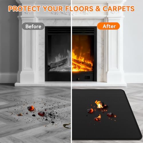 Fireplace Mat Fireproof, 42 x 24 Inch Hearth Rugs for Fireplaces Fire Resistant, Indoor Fire Pit Wood Stove Pads, Outdoor Under Grill Mats, Protect Floors and Decks from Sparks Embers - Image 6