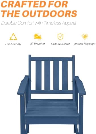 7 Pieces HDPE Outdoor Dining Set, Patio Dining Set with Umbrella Hole, All Weather Outdoor Dining Table Sets for 6, HDPE Patio Furniture Sets for Deck, Backyard, Lawn, and Poolside, Navy - Image 6