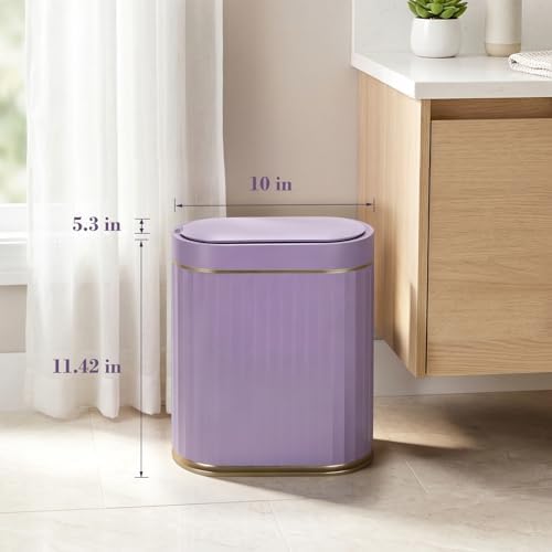 ELPHECO Bathroom Sensor Trash Can, 2 Gallon, Automatic Lid, Purple - Image 2