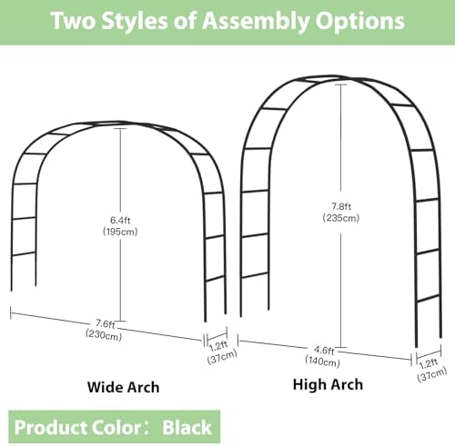 RUBFAC 7.8ft Garden Arch, Metal Trellis for Climbing Plants Outdoor - Image 2