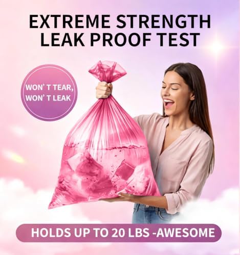 Small 2 Gallon Trash Bags Unscented, 0.78 Mil, Pink, 150 Count - Image 6