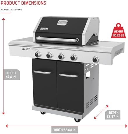 Nexgrill Dual Fuel 4-Burner Gas Grill, Side Burner and Griddle Insert - Image 6