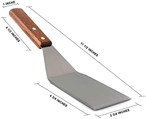 Homi Styles Stainless Steel Grill Spatula – 11" Heavy-Duty Metal Turner with Wood Handle, Beveled Edge for Cast Iron Skillets, Flat Top Griddles & BBQ – Burger, Pancake & Egg Flipper - Image 2