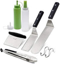 Anmarko Metal Spatula Set Stainless Steel and Scraper - Professional Chef Griddle Spatulas Set of 6 - Heavy Duty Accessories Great for Cast Iron BBQ Flat Top Grill by Anmarko