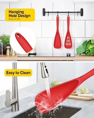 BUNDLEPRO Silicone Cooking Spoons for Nonstick Cookware, One-Piece, 2 Pack - Image 6