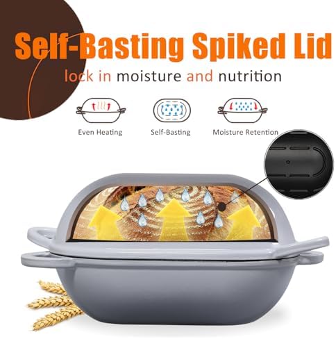 5 QT Enameled Cast Iron Sourdough Bread Oven, Loaf Pan with Lid - Image 5