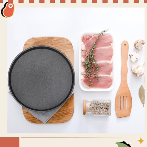 Maxdot 2 Pcs 7.5 Inch Cast Iron Grill Pan Round Pizza Pan Skillet for BBQ - Image 5