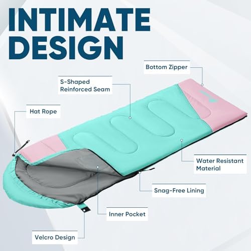 PTEROMY Sleeping Bags for Adults, Lightweight and Machine Washable, Water Resistant Backpacking Camping Sleeping Bag for Warm Cold Weather, Camping Essentials for Hiking Travel - Image 7
