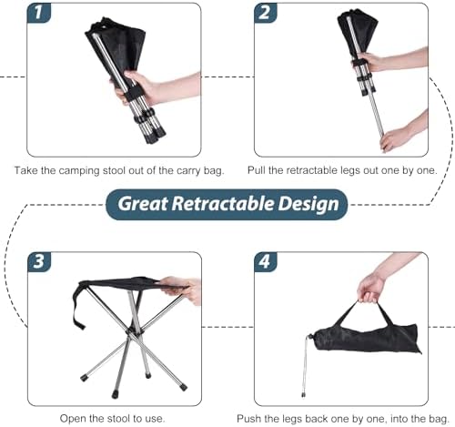 13.8in Portable Camping Stool, Compact Lightweight Folding Chair for Adults - Image 6