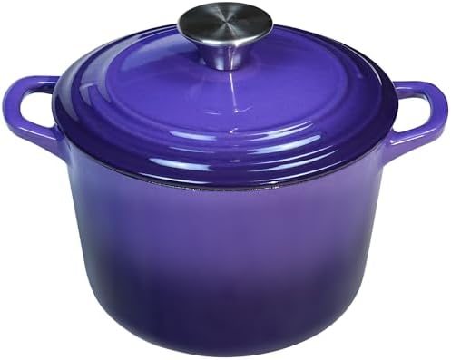 Flavehc Dutch Oven Pot with Lid 2.8 Qt Cast Iron Dutch Oven for Bread Baking, Purple Enameled Cast Iron Soup Pot, Small Deep Dutch Oven for Soup, Stews & Small Family Meals by FLAVEHC