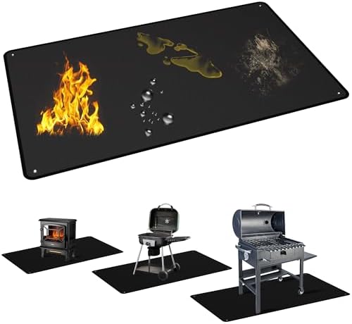 Easywave BBQ Under Grill Mats Fireproof, Double-Sided Heat Resistant Floor Pad for Deck & Lawn, Waterproof Cushion for Camping Travel, Fireplace Pit Protector Large 80 x 48 Inch by EasywaveEasyLife