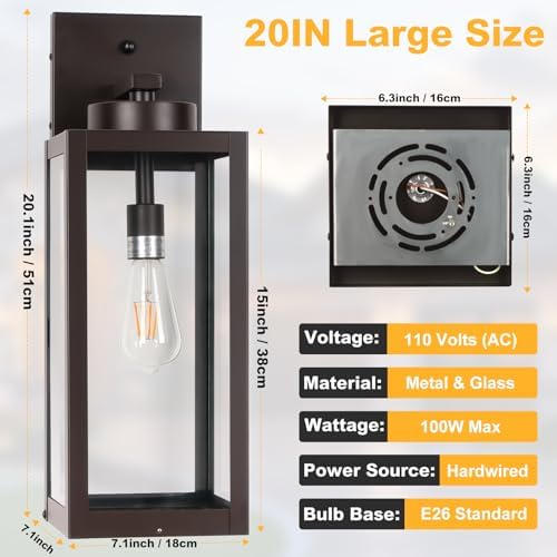 20" Oil Rubbed Bronze Dusk to Dawn Outdoor Wall Lights with Closed Bottom - Image 6