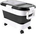 Wood Pellet Storage Container 20-25lbs, Wheeled Bin with Clear Window by Leaforylife