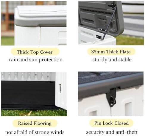 ZZM Large 67 Cu.ft Waterproof Storage Shed, Outdoor Storage Cabinet，Durable Resin Sheds for Patio Furniture, Garden Tools, Pool Accessories, Mower Storage (Coffee) - Image 7