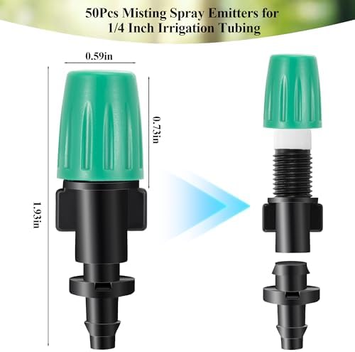 1/4" Misting Nozzles Drip Irrigation Spray Emitters, 50 Pcs - Image 2