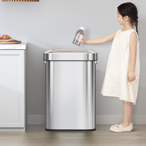 EKO Urban 24 Gallon/ 90 Liter Open Top Stainless Steel Slim Commercial Trash Can, Tall Kitchen Garbage Bin, Heavy-Duty Commercial Grade Large Trash Can for Home, Office, Hotel, Cafe, Restaurant, Dorm - Image 2