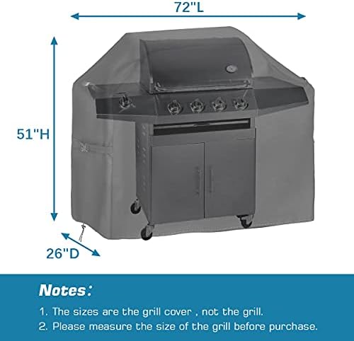 Vailge Grill Cover,72-inch Waterproof BBQ Cover,600D Heavy Duty Gas Grill Cover, UV & Dust & Rip & Fading Resistant,Suitable for Weber, Brinkmann, Char Broil Grills and More,Black - Image 2