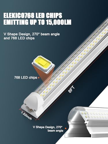 Industrial Grade Ultra-Bright 100W 8FT Led Shop Lights 15000LM 6Pack - Image 4