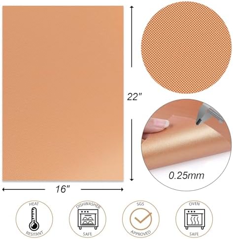 UBeesize 2 Pack Nonstick Copper Grilling Mats for 22 Inch Blackstone Griddle, Resuable Cooking Mats for Grilling, BPA and PFOA Free Heavy Duty BBQ Grill Mats, Griddle Accessories Kit -22 x 16 Inch - Image 6