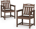Set of 2 Weatherproof Patio Chairs - HDPE Outdoor Dining Chairs with Wide Seat, Ergonomic Design - for Garden, Backyard, Deck - Brown by Suunyn