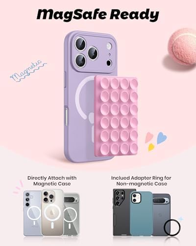 amBand Airplane Travel Essentials Phone Holder, Anti-Slip Magnetic Suction Cup Phone Mount for iPhone Fits Magsafe Attachment, Influencer/Sharer/Content Creator Must Haves for Selfie/Video, Peony Pink - Image 2