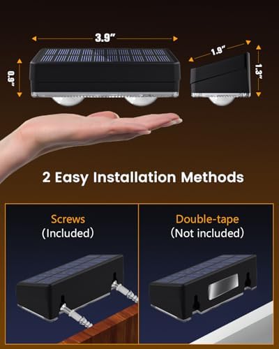 JOFIOS Solar Fence Lights Outdoor Waterproof, 80 Lumens Solar Lights for Fence with Warm White & RGB 8 Colors,Outdoor Solar Light for Deck, Patio, Backyard, Fence, Railing (12-Pack-Black) - Image 6