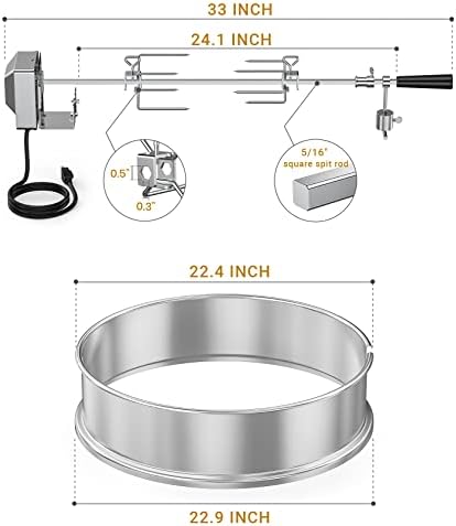 onlyfire Stainless Steel Weber Kettle Rotisserie Ring Kit Barbecue Tool Kit - Image 4
