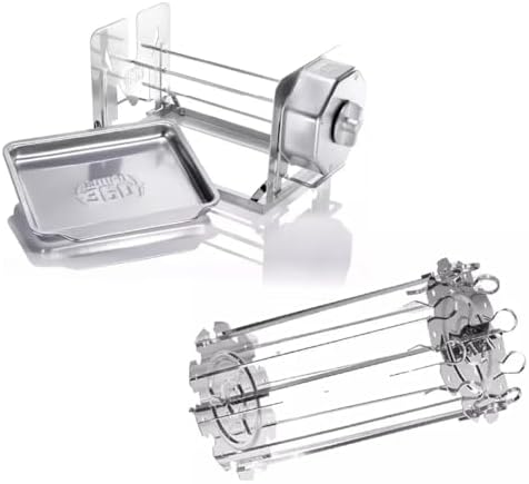 ROTO-Q 360 Non-Electric Rotisserie Kit with 10-Piece Skewer Set - Cordless Spit Roaster for Grills, Ovens, Smokers, BBQs - Indoor & Outdoor Cooking (Stainless Steel) by ROTO-Q360