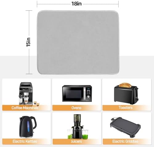 Heat Resistant Mats for Air Fryer on Countertop, 18 x 15in, Grey - Image 5