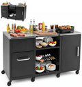 HAPPYGRILL 59” Outdoor Grill Table w/2 Removable Shelves & Storage Cabinets by HAPPYGRILL