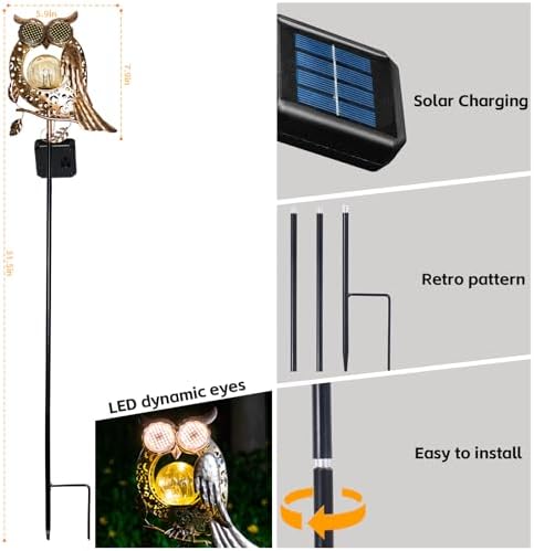 SRNPMIU Solar Lights Outdoor Decor, Solar Owl Yard Decorations Outdoor - Image 2