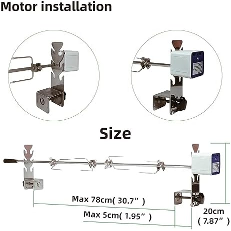 Universal Replacement Rotisserie Kit 5078d USB AAA batteries DC 5V Quick Install Portable Spit Grill Outdoor Camping BBQ Three Heights Adjustable Length Cooking Tool Roaster Accessories Chicken - Image 4