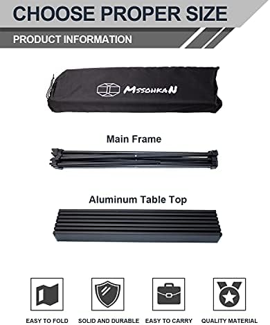 MSSOHKAN Camping Table Folding Portable Camp Side Table Aluminum Lightweight Carry Bag Beach Outdoor Hiking Picnics BBQ Cooking Dining Kitchen Black Medium - Image 4