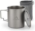 THTYBROS Titanium Cup Ultralight Camping Mug with Foldable Handle & Lid, Pure Titanium Cookware for Outdoor Hiking, Backpacking, Picnic, and Campfire by THTYBROS