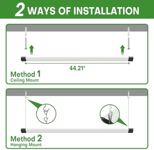(6 Pack) T5 LED Shop Light, 4FT 4500LM Garage Lighting, 45W (150W Equivalent), 6500K Linkable Integrated Light Fixture with ON/OFF Switch, Hanging or Ceiling Mount Bright White Light for Workshop - Image 4