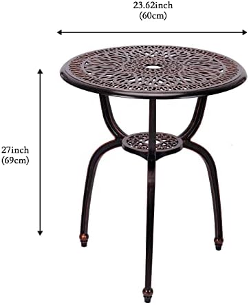 3 Piece Bistro Set,Outdoor Patio Set,Anti-Rust Cast Aluminum Bistro Table Set for Park Yard Front Porch Furniture(New Brown)… - Image 4