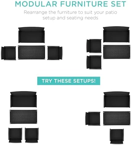 Best Choice Products 4-Piece Outdoor Wicker Patio Conversation Furniture Set for Backyard w/Coffee Table, Seat Cushions - Black/Black - Image 2