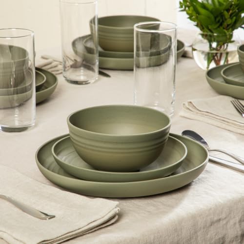 Gibson Home Plates and Bowls Set, 12 Piece Wheat Straw Dinnerware for 4 - Image 2