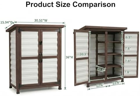 Small Fir Wood Outdoor Storage Cabinet, Weatherproof Garden Shed - Image 3