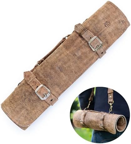 Angus Stoke Knife Roll Bag Genuine Leather – knife case for Chefs 7 slots – Leather Knife with handle and strap Frank (Brown-Antique) - Image 5