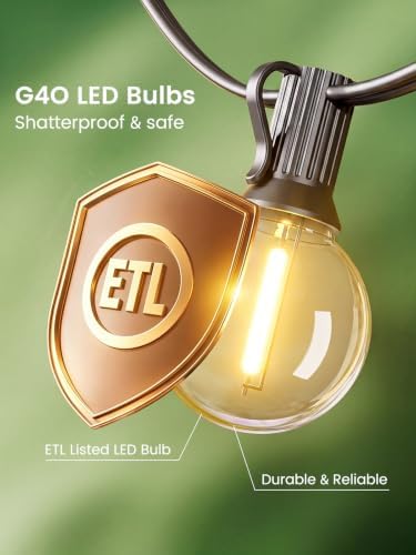 LACHON Outdoor String Lights Waterproof 150 FT with 75 G40 IP65 Bulbs - Image 6