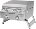 Megamaster Tabletop 2 Burner Gas Grill, Stainless Steel with Foldable Legs by Megamaster